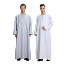 Venta caliente abaya modelos dubai color puro de manga larga musulmán abaya hombres vestido